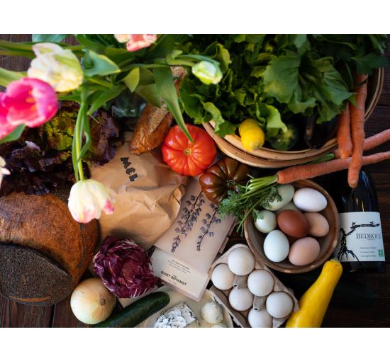 Our peak season CSA Food Wine and Flowers features the best of what's in season on our Stuyvesant farm, plus specially selected products representing the best of our local farm and food landscape.