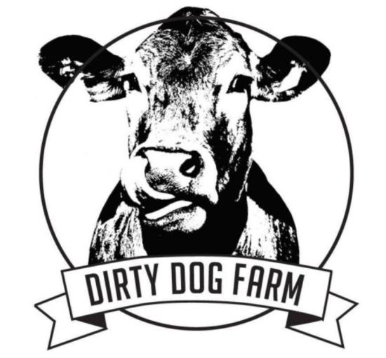 logo in black in white with a cow in a circle