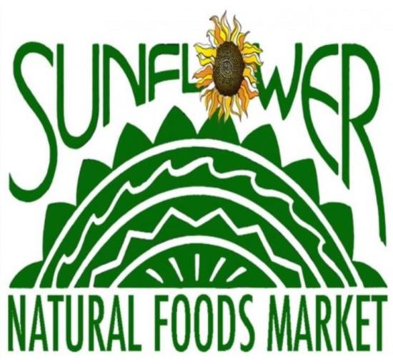 Green font with a hand drawn image with different shapes and a sunflower where the O should be in sunflower