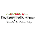 Raspberry Fields Farm LLC Logo black fone with raspberries on top