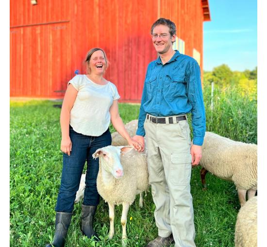 Farmers with sheep