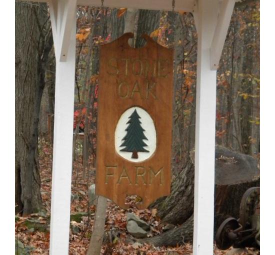 stone oak farm in wood hanging 