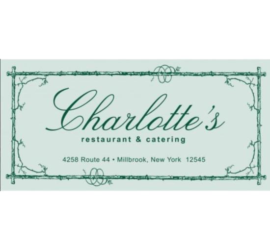 matte blue background with charlotte's in cursive with vines in a rectangle