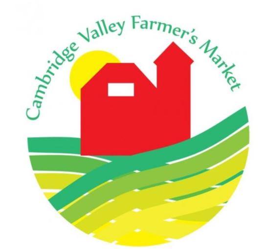 Circle logo white background with a red barn and yellow sun behind barn and swirly grass