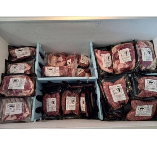 meat packaged in a freezer