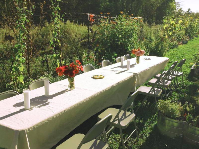 golden hour table setup for private dinner