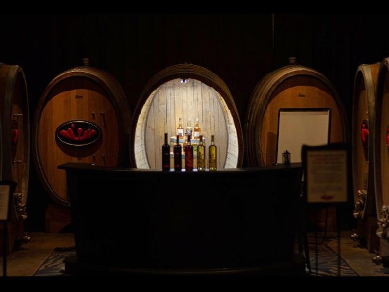 Image of an open barrel room with a backlight