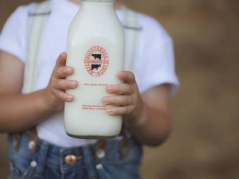 person holding a container of milk