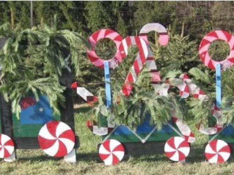 sleigh with wreaths decoration