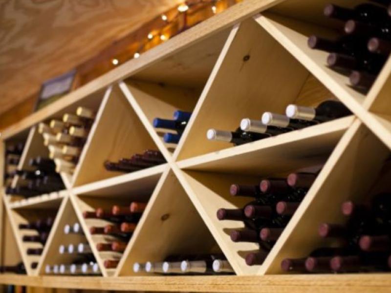 bottles on shelves