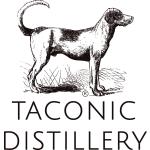 Logo taconic distillery black and white with image of a dog