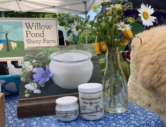 Yogurt jars at farmers' market