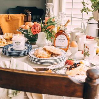 beautiful table set up showing maple syrup