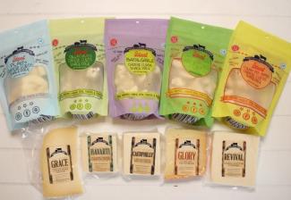 different variety of cheeses on a table