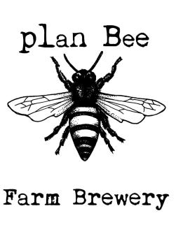 Logo of a bee and says plan bee farm brewery