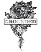 Logo black hand drawn looks like a tracing of veggies with roots