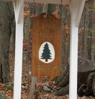 stone oak farm in wood hanging 