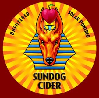 yellow circle with an egyptian sundog with black font copy