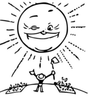 white background sun in black with rays