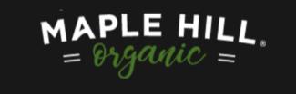White font says maple hill and green font says organic