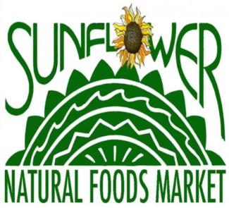 Green font with a hand drawn image with different shapes and a sunflower where the O should be in sunflower