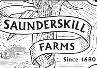 black and white logo with corn in the background