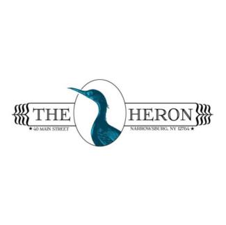 logo black font with a blue heron