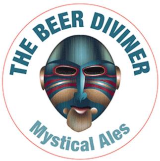 circle logo with a hand drawn image of a person with a mask logo in blue font